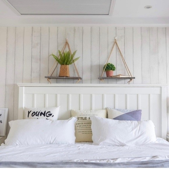 Boho Rustic Wall Hanging Wood Floating Shelves, Set of 2 - Picture 5 of 15